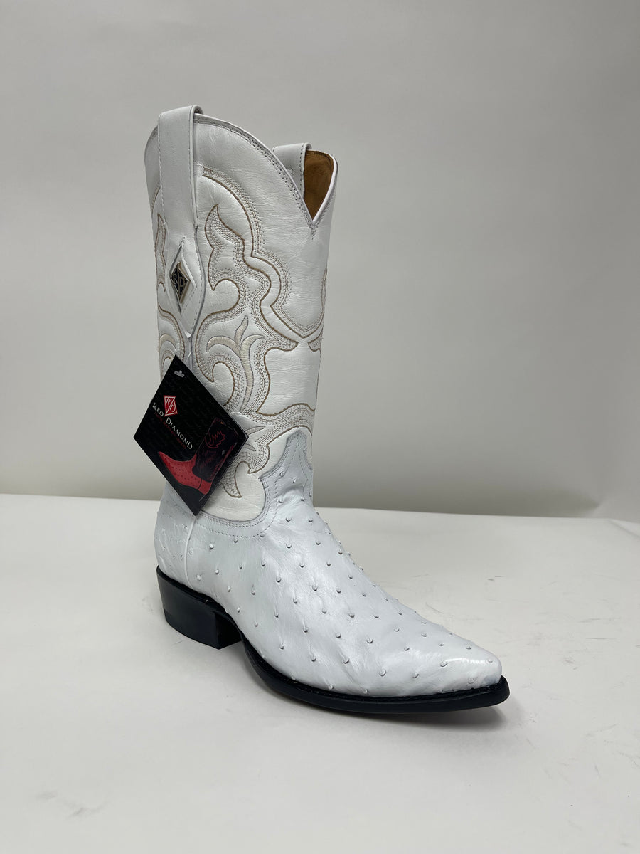 RED DIAMOND MEN'S White OSTRICH USA (J TOE) BOOTS 8.5 / White RED DIAMOND MEN'S White OSTRICH USA (J TOE) BOOTS 8.5 / White