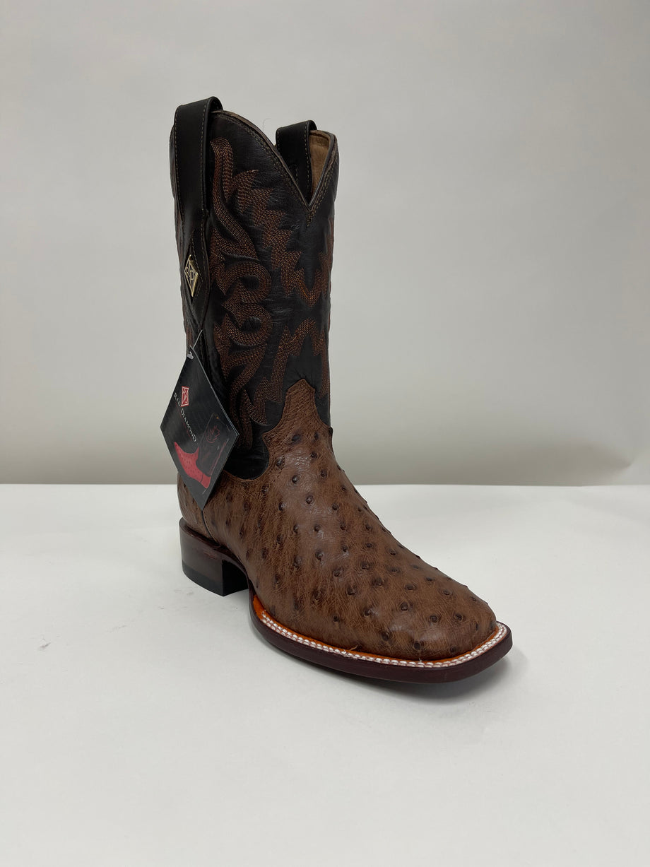 MEN'S BROWN OSTRICH QUILL LEATHER WESTERN RODEO EXOTIC COWBOY