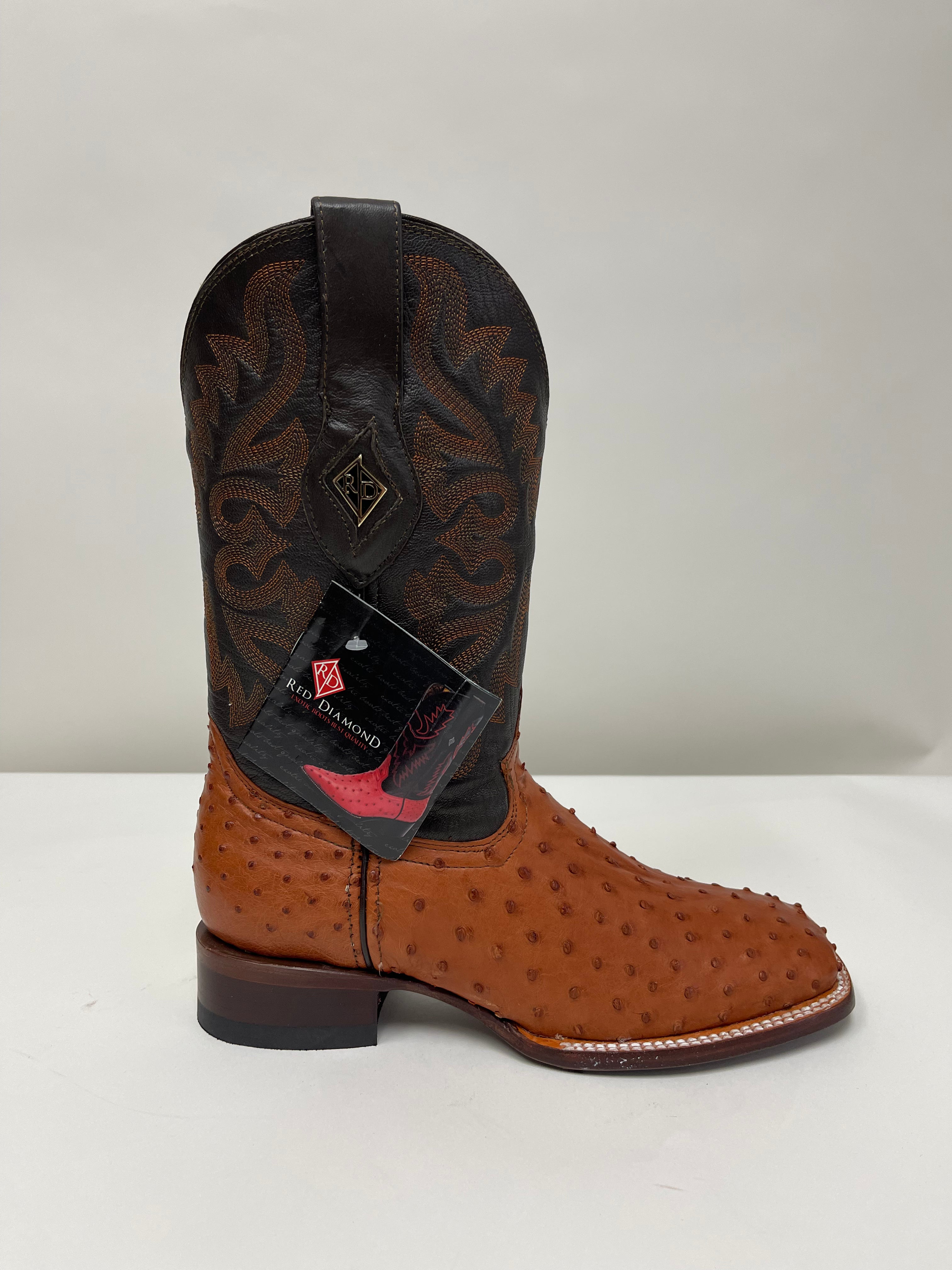RED DIAMOND MEN S BRANDY OSTRICH RODEO BOOTS La Gran Bota Western Stores
