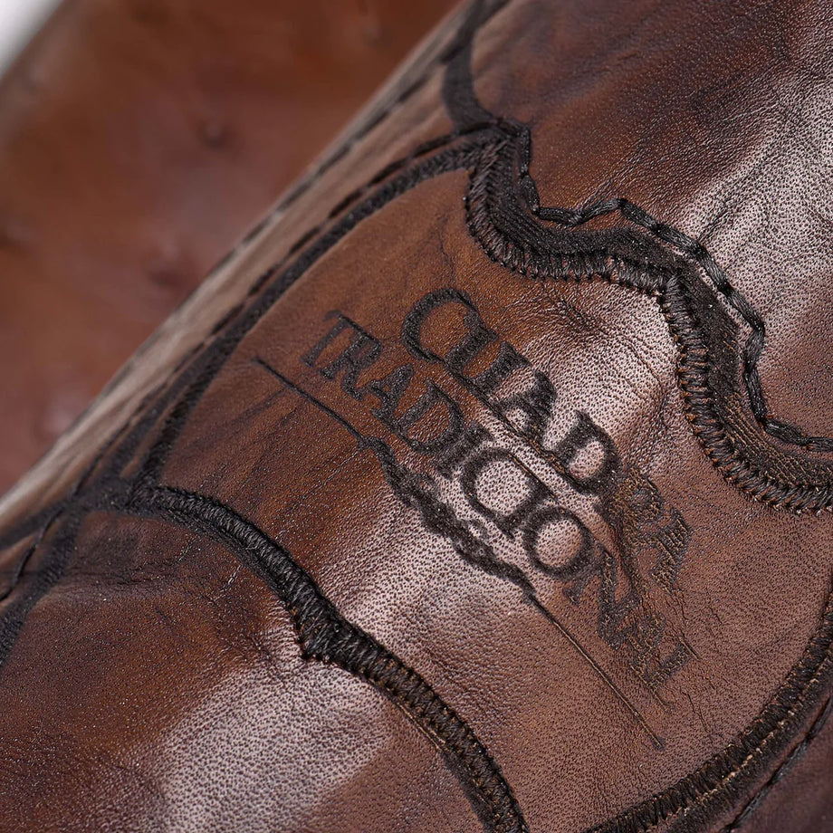 CUADRA Brandy Laser Engraved Full Quill Ostrich Boot La Gran